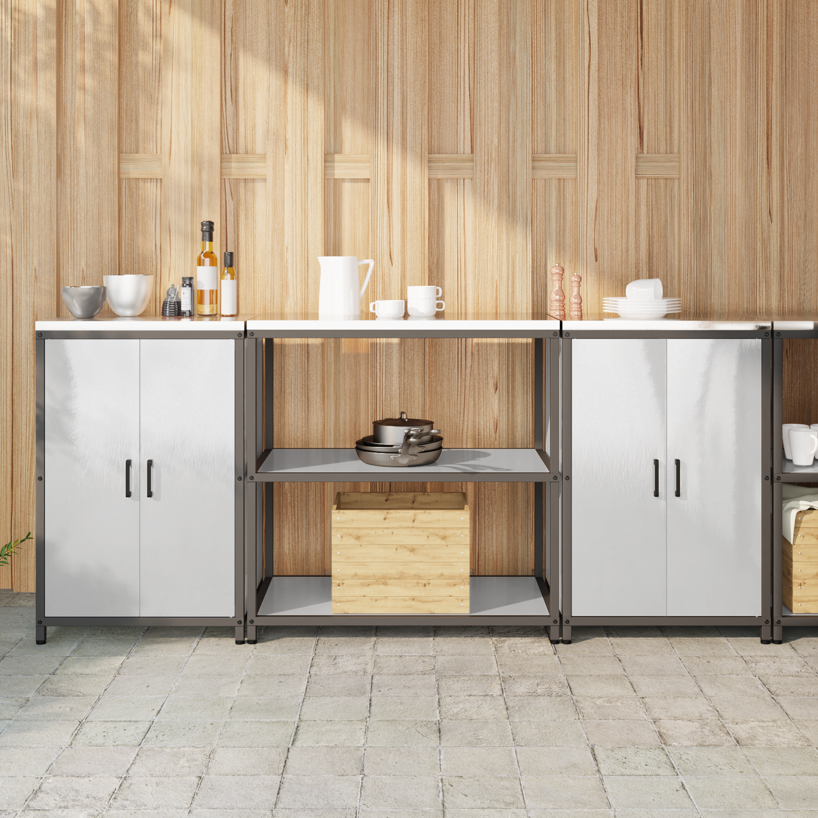Kuhinjski set za shranjevanje 3 pcs Srebrna 210 x 50 x 92 cm