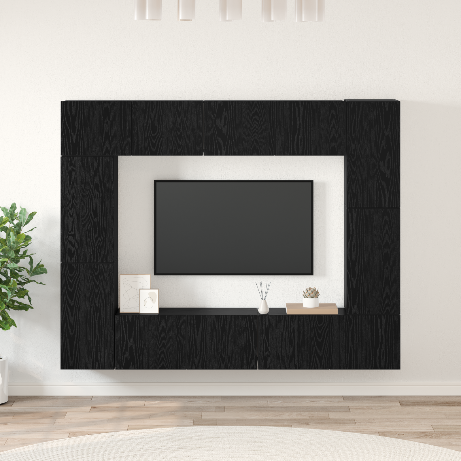 Komplet TV omaric s polico 8 pcs Črni hrast 80 x 30 x 30.5 cm