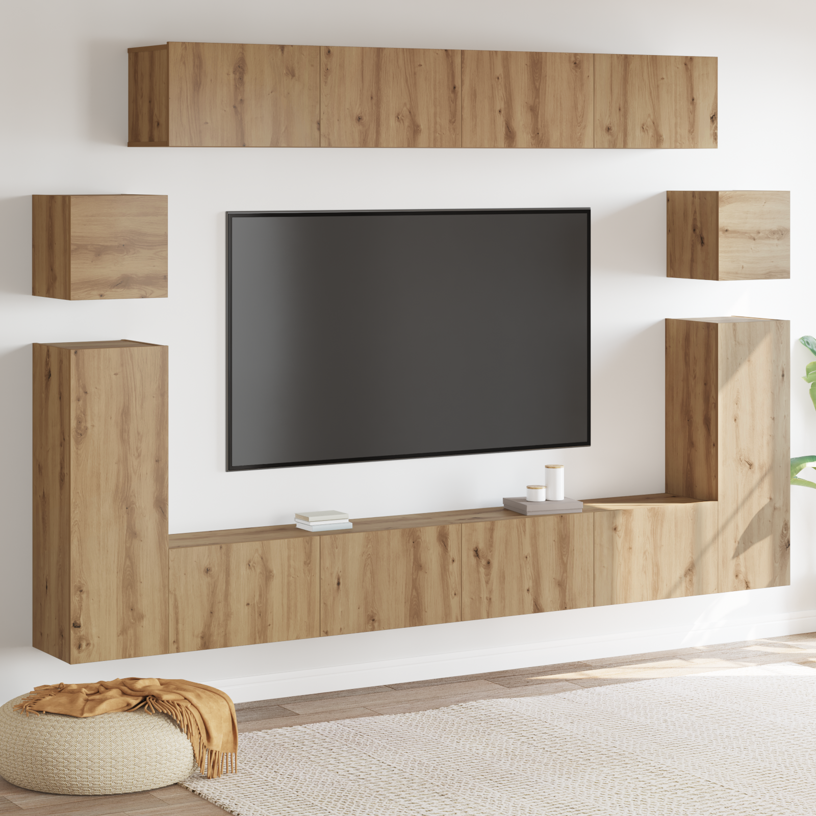 Komplet TV omaric 8 pcs Obrtniški hrast Srednja Konstruiran les