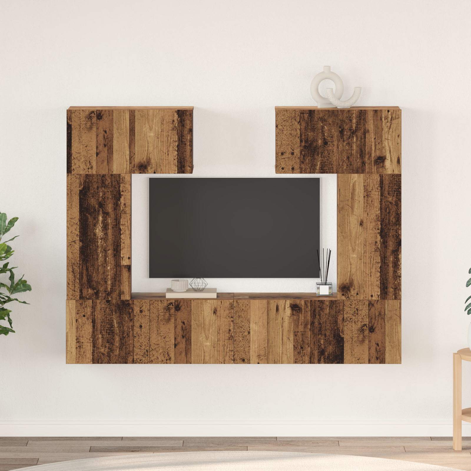 Komplet TV omaric s polico 6 pcs Stari les 80 x 30 x 30 cm