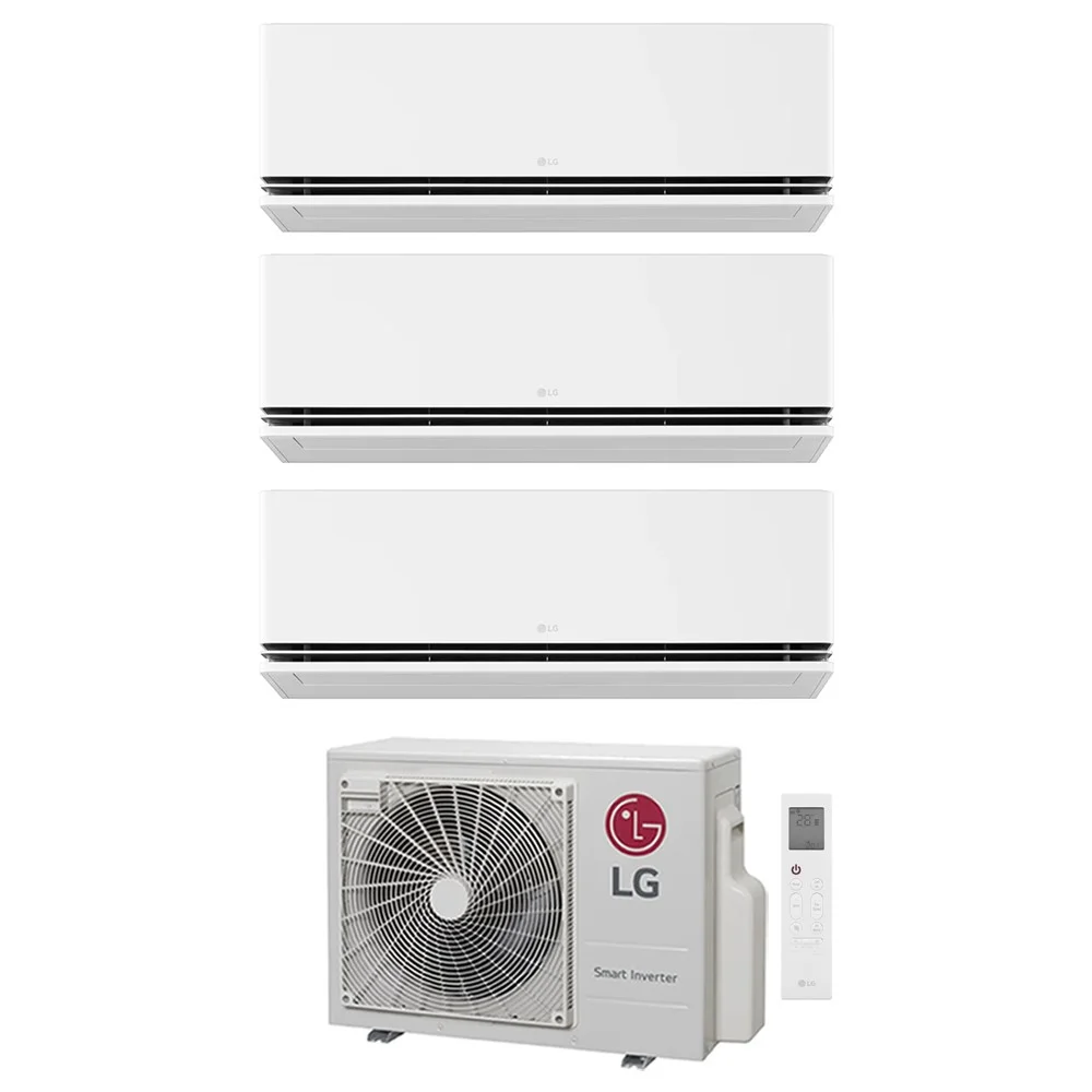 LG trojček Premium Deluxe DualCool AI AIR (Wind Free) 1 x MU3R21.U23 7,3kW zunanja enota / 1 x notranja H12S1DA 3,5kW + 2 x notranja H09S1DA 2,5kW