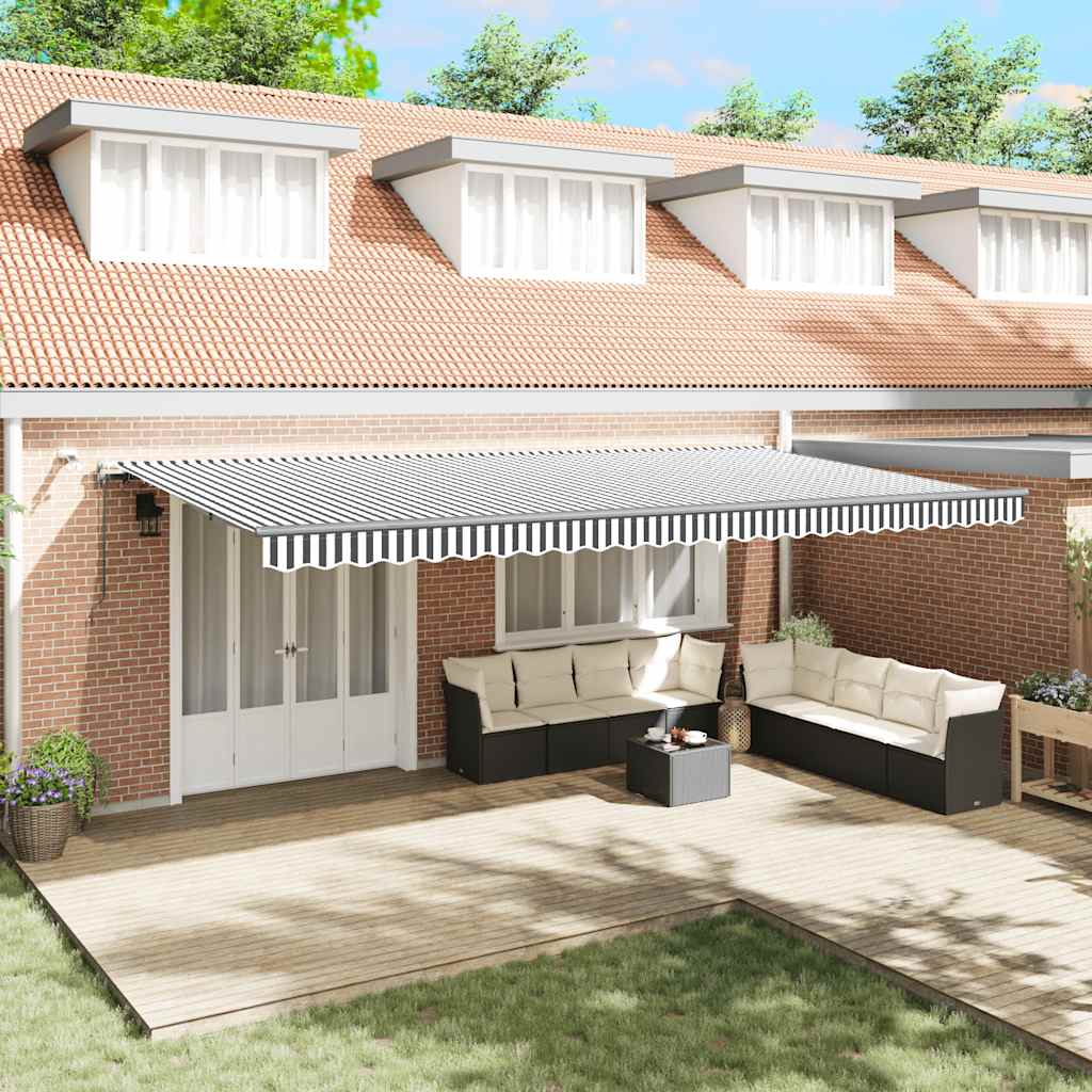 Avtomatsko zložljiva tenda z LED antracit in bela 600×300 cm