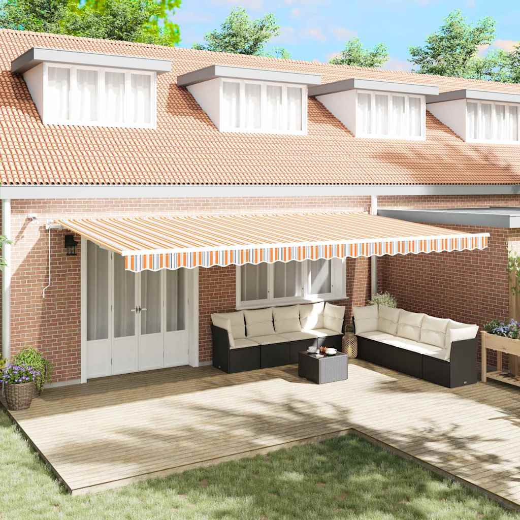 Retraktilna tenda večbarvno 600 × 300 cm Tkanina in kovina