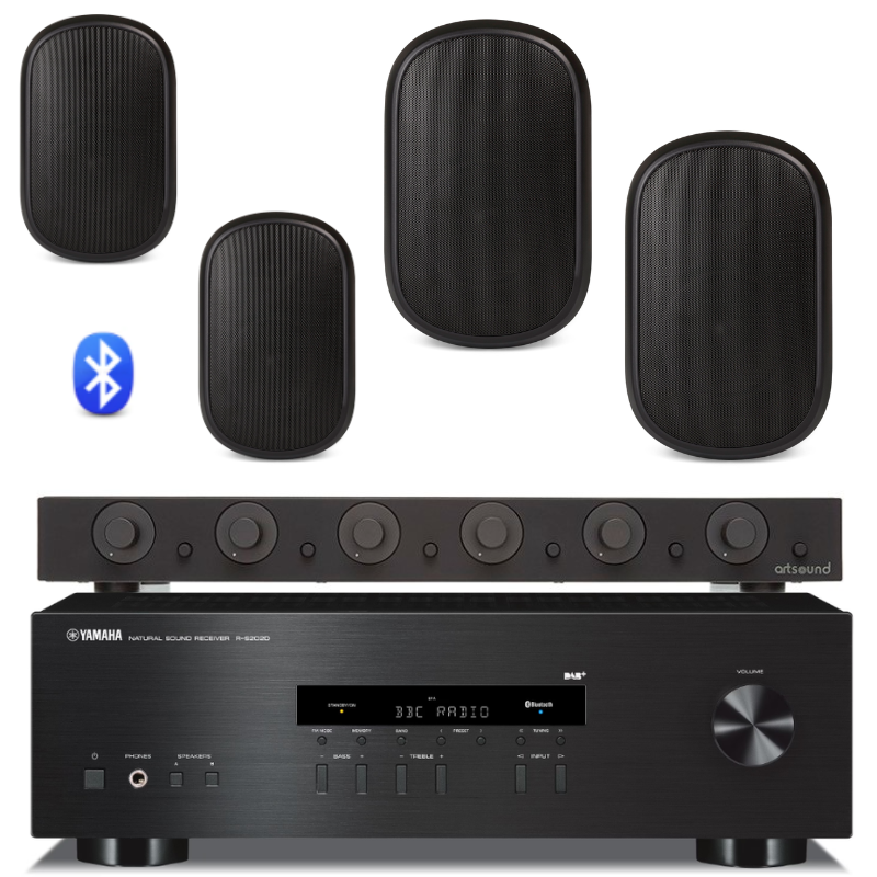 SET Kompletno ozvočenje, Stereo Receiver Yamaha R-S202D, 4 x nadgradni zvočnik, regulacija