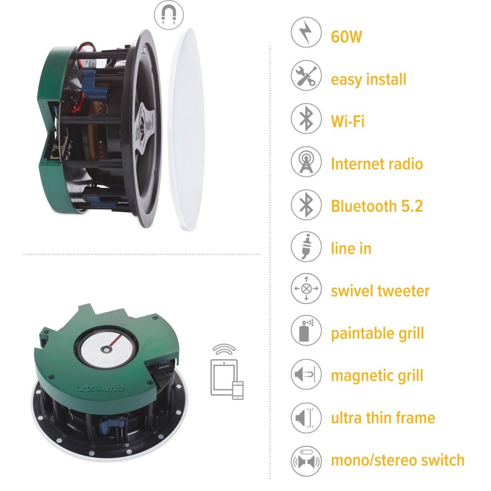 Artsound SMART IN SINGLE Aktivni vgradni streaming zvočnik - slika 5