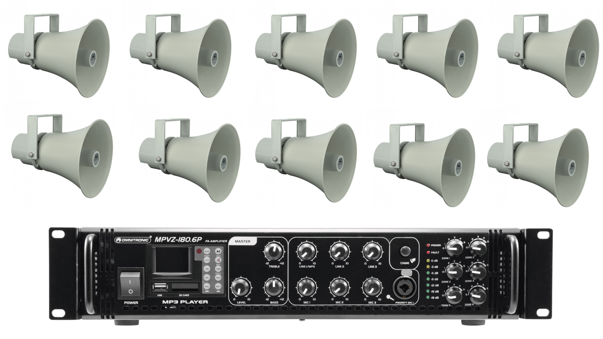 SET Kompletno ozvočenje za razglas, 10x zvočnik