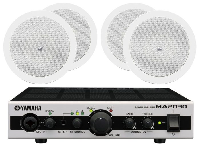 Komplet: Yamaha Compact MA2030 ojačevalnik + 4. kom. LD Systems Contractor CICS 52 100 V Instalacijski vgradni zvočnik