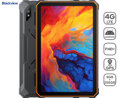 Blackview TAB ACTIVE 8 PRO robusten tablični računalnik, 10.36″, 4G-LTE, 8GB+256GB, IPS 2.4K, Android 13, WiFi, Bluetooth, GPS, priložen pas in pisalo, rugged, oranžen (Black Orange)