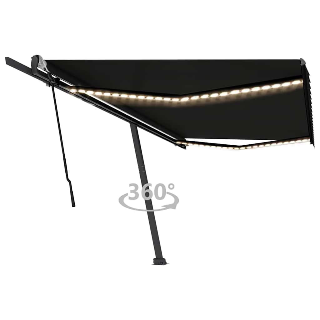 Ročno zložljiva tenda z LED lučkami 500×300 cm antracitna