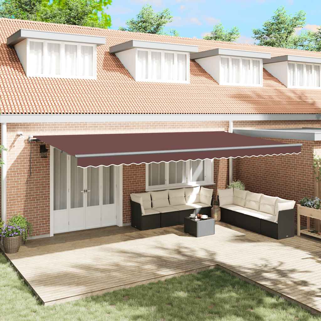 Avtomatsko zložljiva tenda LED rjava 600×300 cm