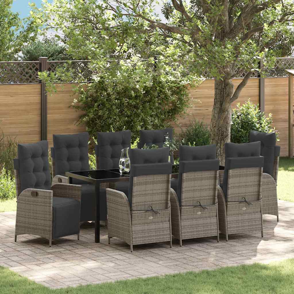 Komplet za jedilnico v vrtu 9 pcs Siva Poly ratan