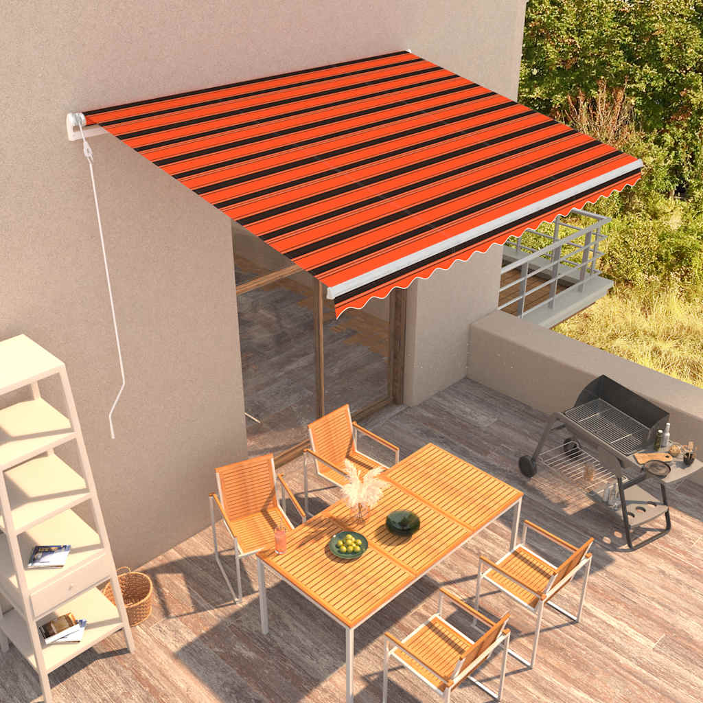Samodejno zložljiva tenda 400×300 cm oranžna in rjava