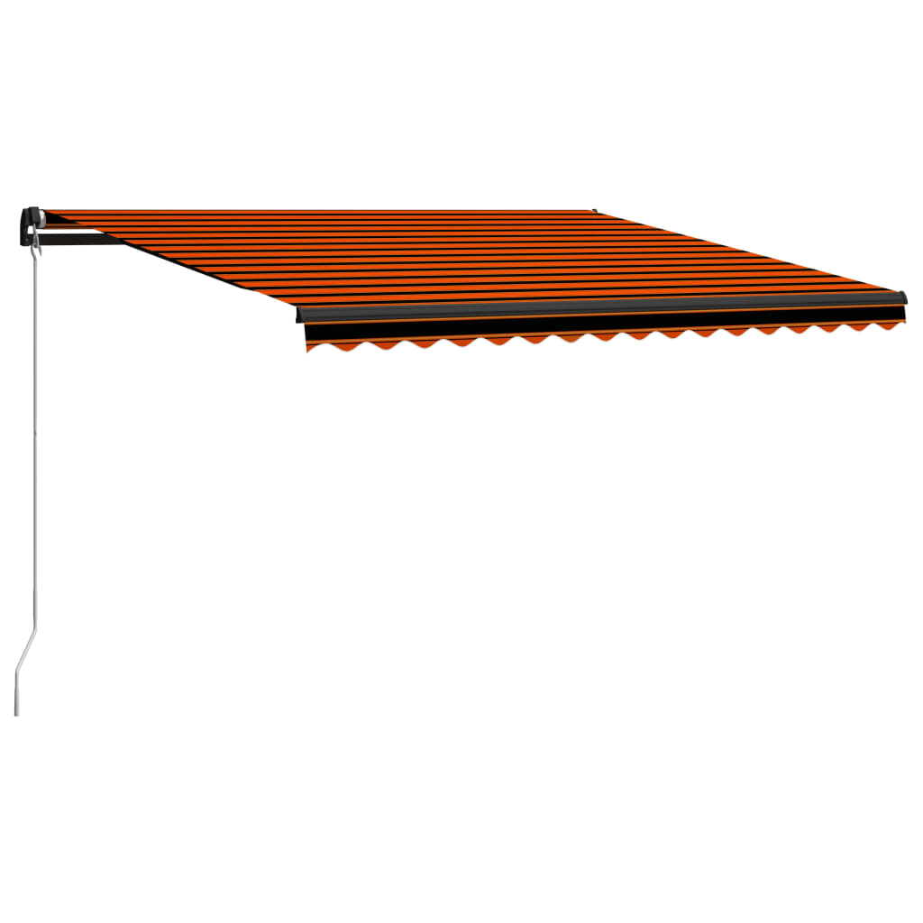 Ročno zložljiva tenda 450×300 cm oranžna in rjava