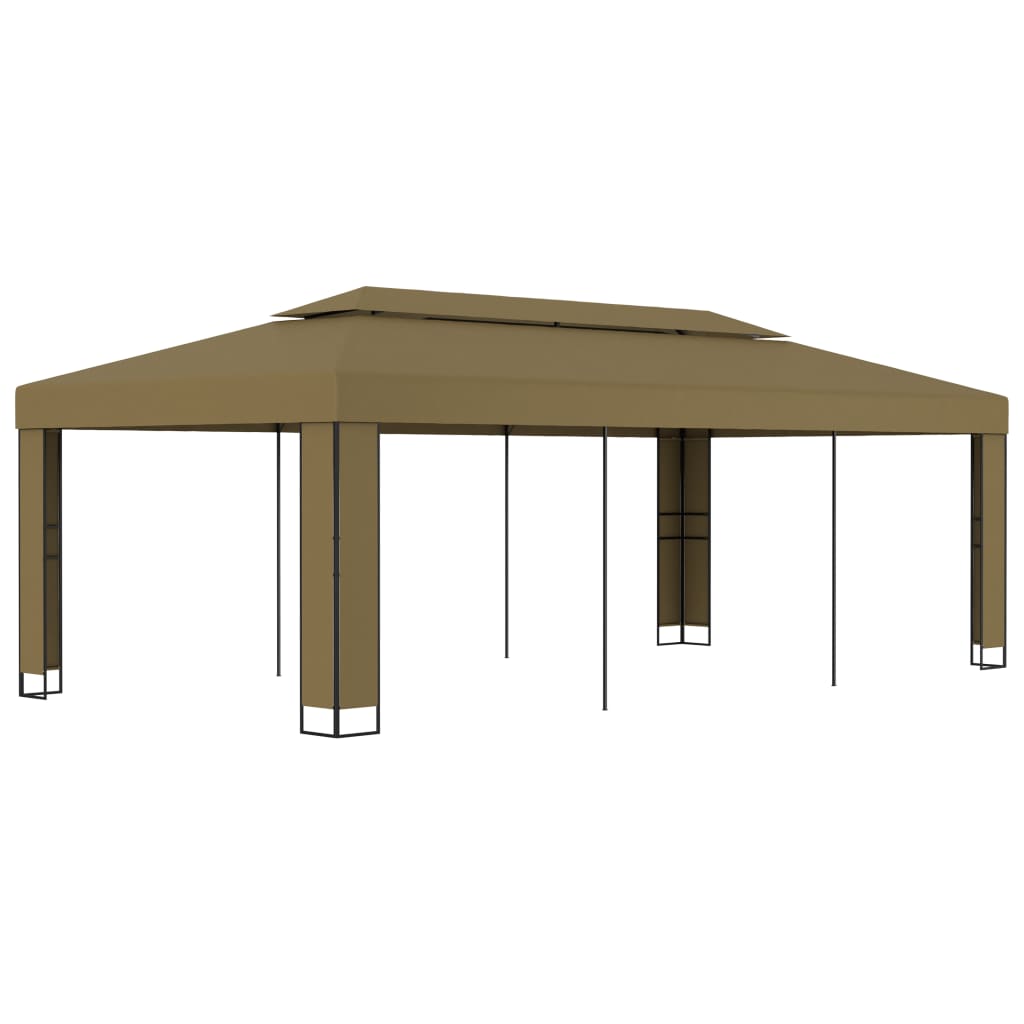 Paviljon z dvojno streho 3×6 m taupe 180 g/m²