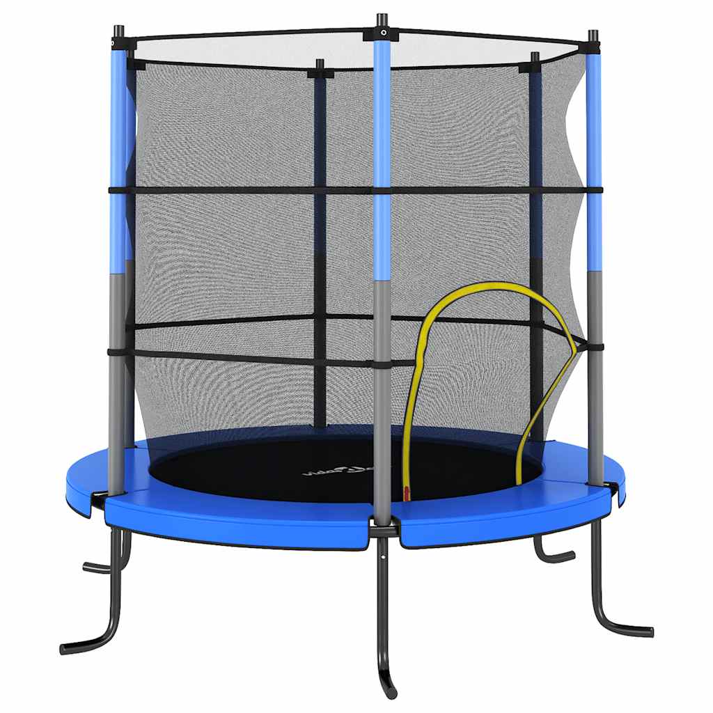 Trampolin z varnostno mrežo okrogel 140×160 cm moder