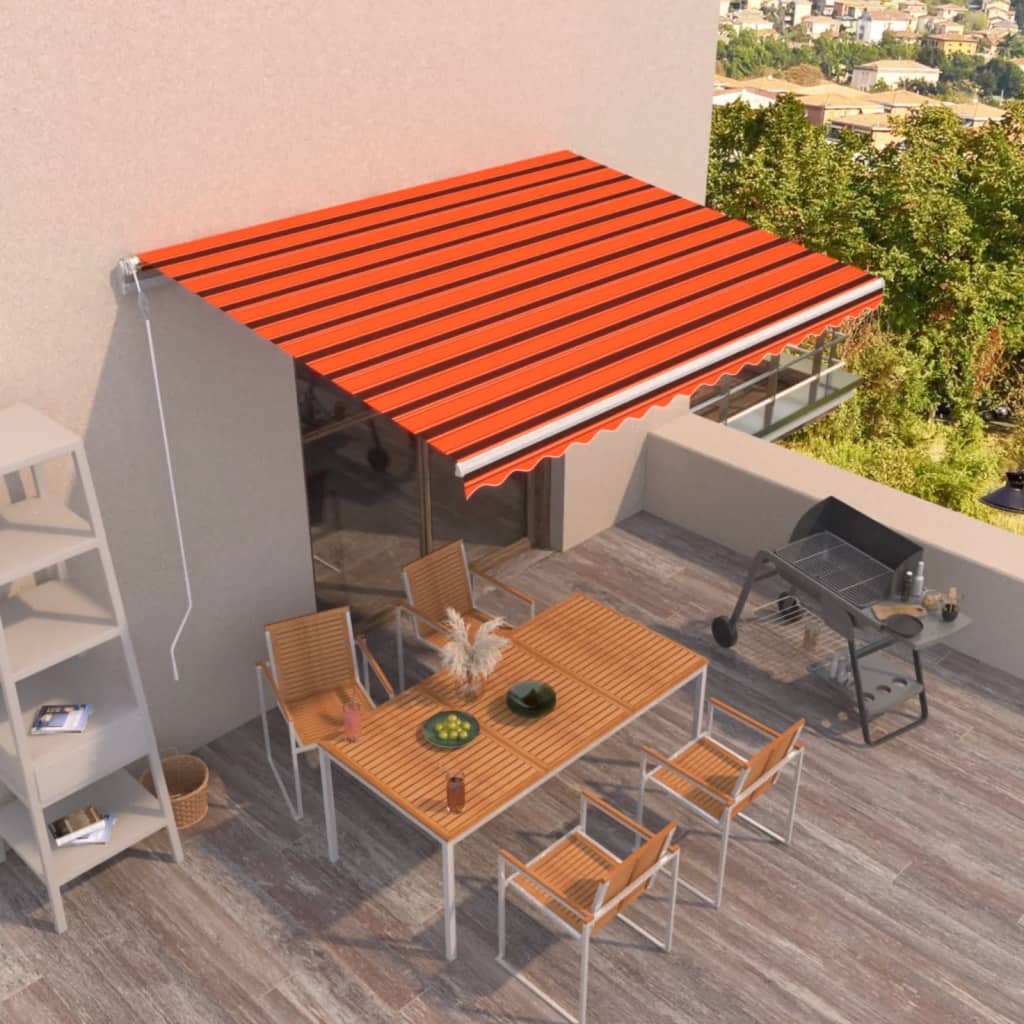 Avtomatsko zložljiva tenda 450×350 cm oranžna in rjava