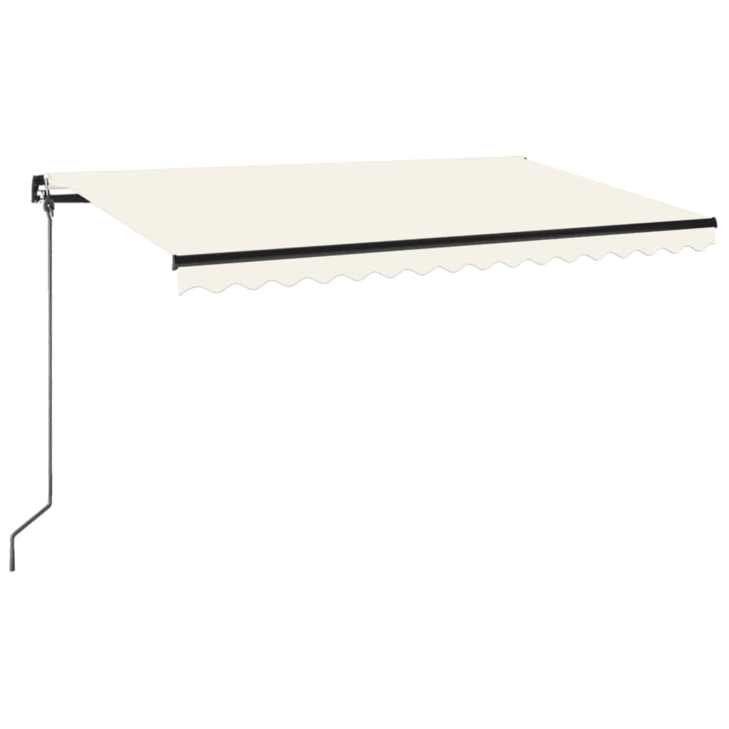 Ročno zložljiva tenda z LED lučmi 450x350 cm krem - slika 2