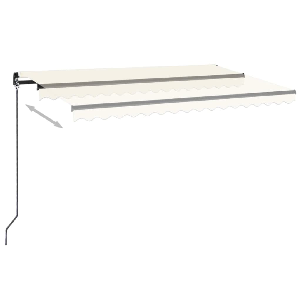 Ročno zložljiva tenda z LED lučmi 450x350 cm krem - slika 3