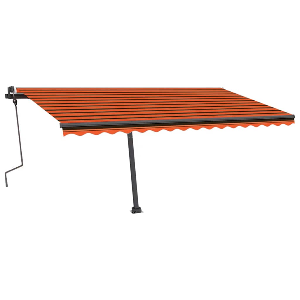 Ročno zložljiva tenda z LED lučkami 450x300 cm oranžna in rjava - slika 2