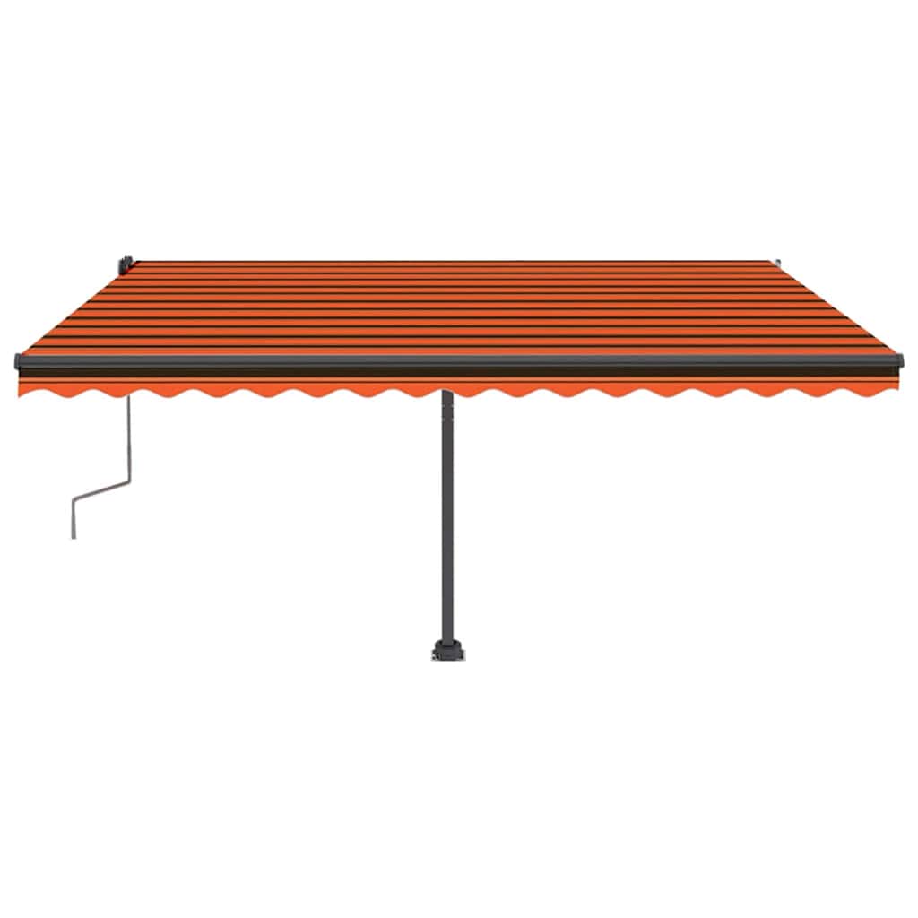 Ročno zložljiva tenda z LED lučkami 450x300 cm oranžna in rjava - slika 3