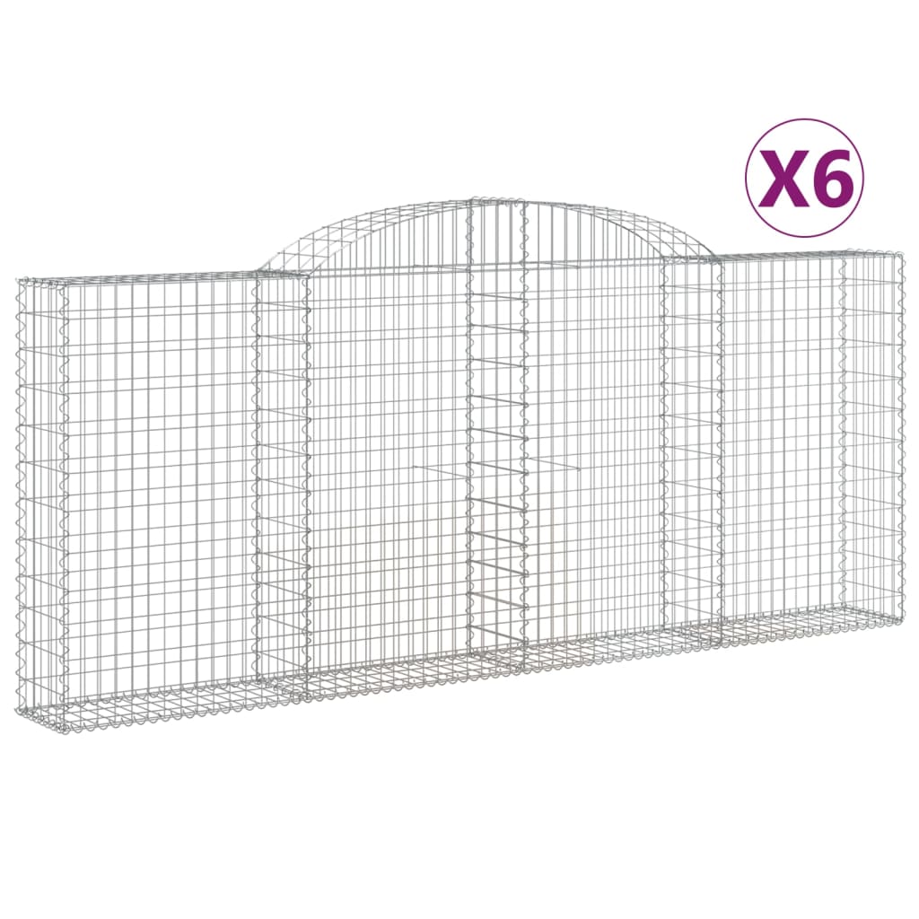 Obokane gabion košare 6 kosa 300x30x120/140 cm pocinkano železo - slika 2