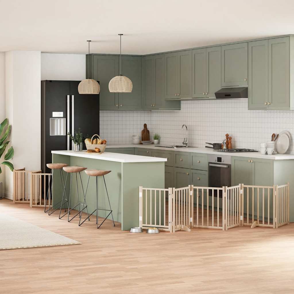 Ograda za pse z vrati zložljiva 12 panelov 600 cm topolovina