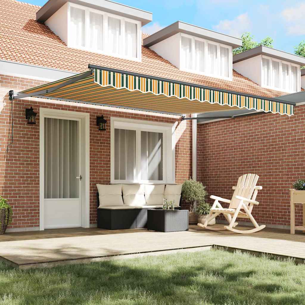 Retraktilna tenda Zelena in rumena 400 × 300 cm Poliester - slika 3