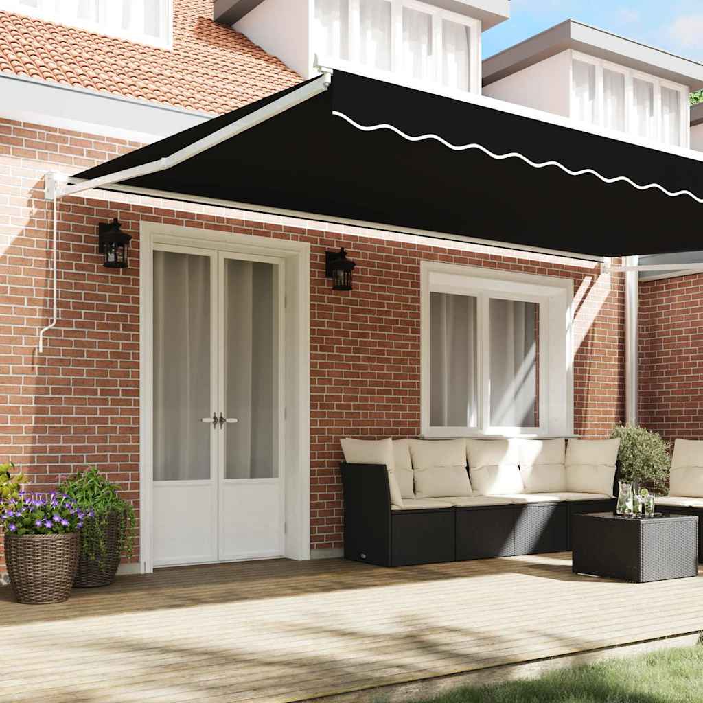 Retraktilna tenda Črna 500 × 300 cm Tkanina in kovina - slika 3